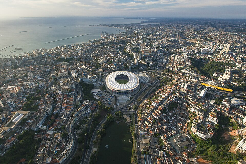 Vista aérea de la Arena Fonte Nova, casa del Bahia